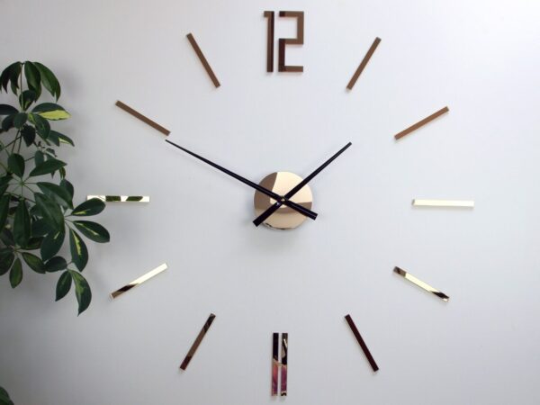 Large wall clock, CARLO 29,53", Gold Mirror, Wall Sticker, Wall Decal, Shape Mirror - Image 3