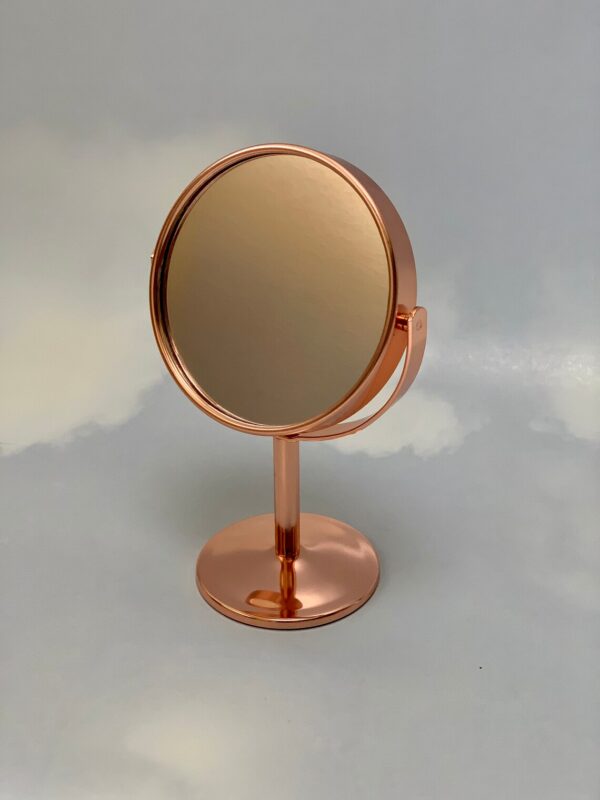 Rose Gold Round Table Mirror- Dual side - Image 3