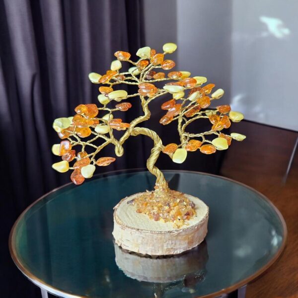 Handmade Amber Bonsai Tree Gift, Large Baltic Amber Tree of Life Luck Happiness, Amber Gemstone Chakra Tree Amber Bonsai Money Trees Gifts - Image 2